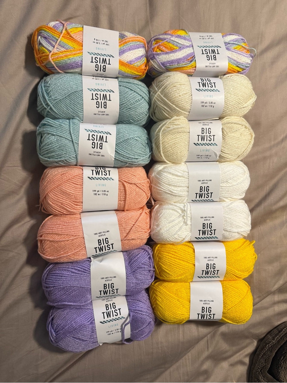 14 Skeins of Big Twist Living -Pastel & Bright Yarn Bundle